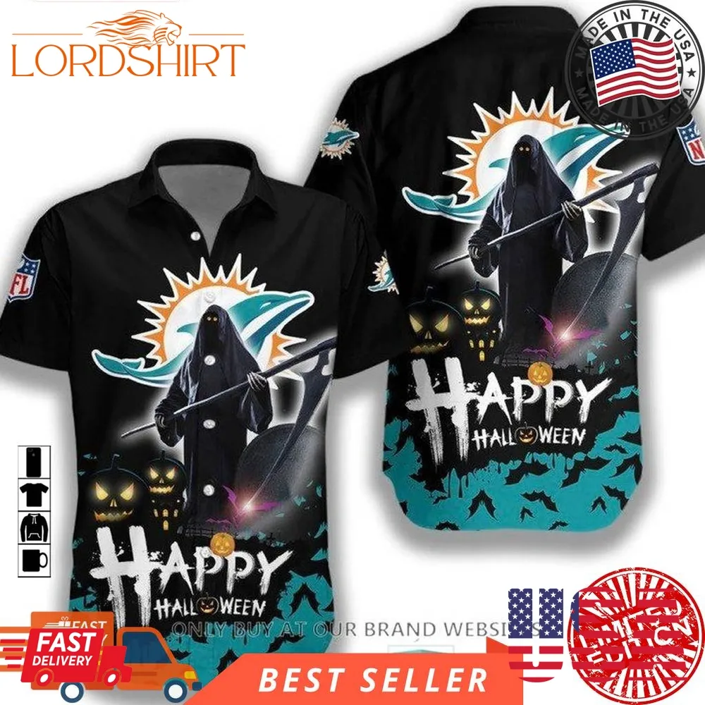 Nfl Miami Dolphins Happy Halloween Hawaiian Shirt