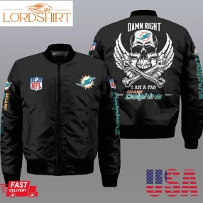 Nfl Miami Dolphins Wings Skull 3D Bomber Jacket