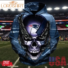 Nfl New England Patriots Team Skull Nfl 3D Hoodie Sweatshirt