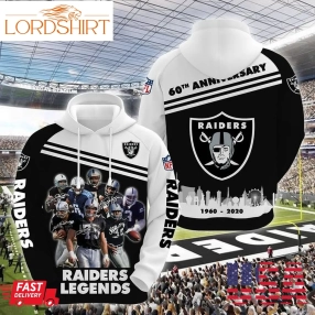 Nfl Oakland Raiders 60Th Anniversary 1960 2020 3D Hoodie Sweatshirt