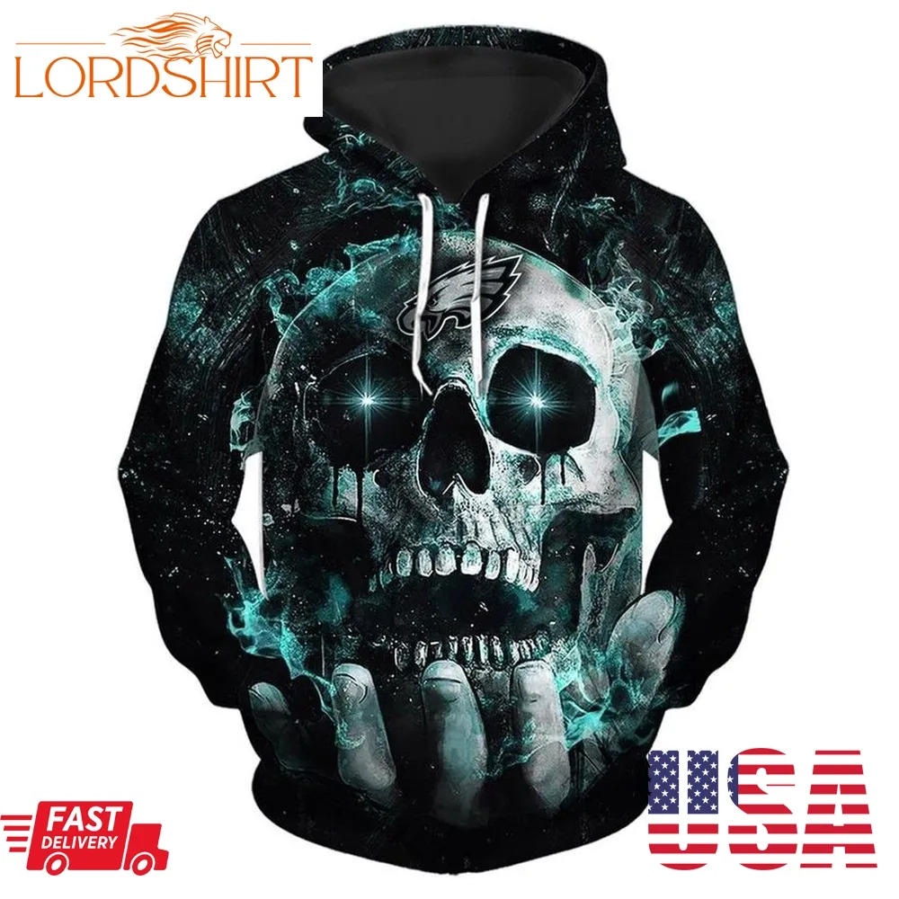 Nfl Philadelphia Eagles Neon Skull Men And Women 3D Full Printing Hoodie Zip Hoodie Shirt Nfl Philadelphia Eagles 3D Full Printing Shirt