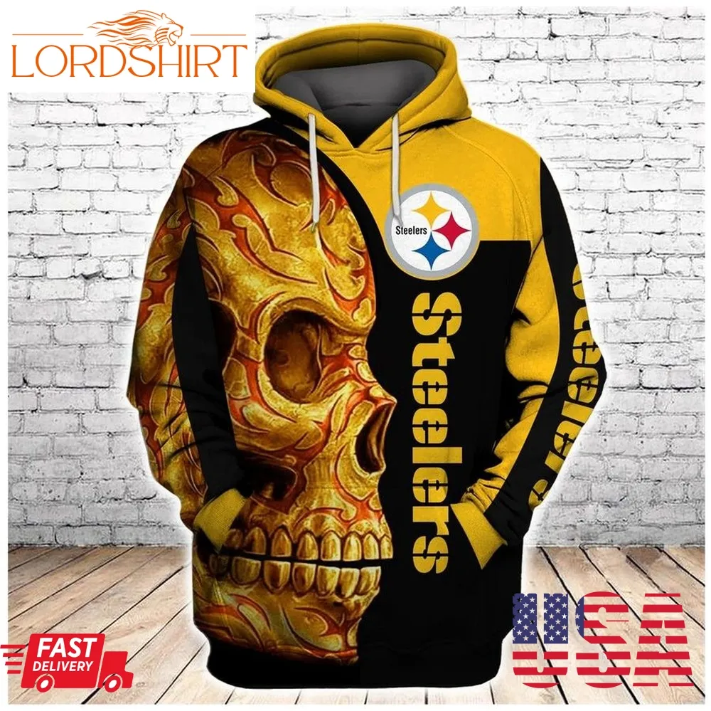 Nfl Pittsburgh Steeler Yellow Steelers Tribal Skull Men And Women 3D Full Printing Hoodie Zip Hoodie Nfl Pittsburgh Steeler 3D Full Printing Shirt