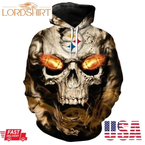 Nfl Pittsburgh Steelers Blazing Fiery In Skulls Eyes 3D Hoodie