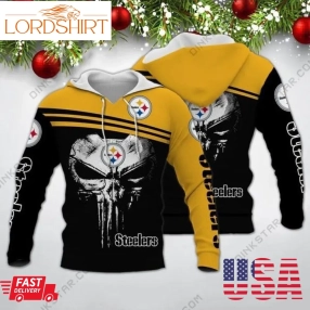 Nfl Pittsburgh Steelers Punisher Skull 3D Hoodie Sweatshirt