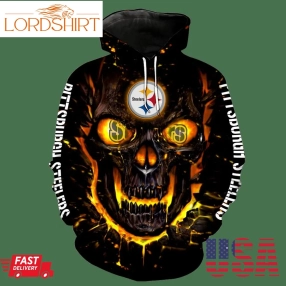 Nfl Pittsburgh Steelers Skull 3D Full Printed Hoodie