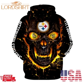 Nfl Pittsburgh Steelers Skull 3D Hoodie