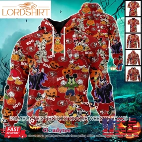 Nfl San Francisco 49Ers Halloween Pumpkin Mickey With Friends Disney Style 3D Hoodie, Shirt