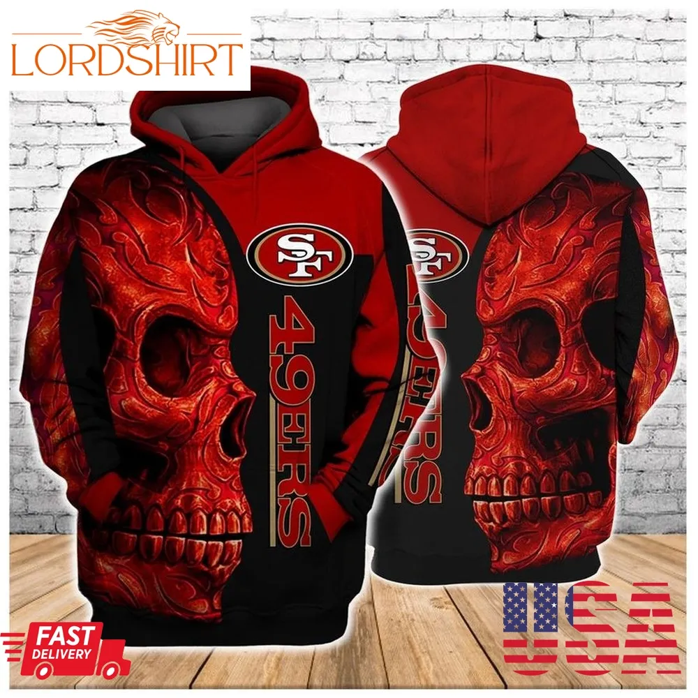 Nfl San Francisco 49Ers Red Tribal Skull Men And Women 3D Full Printing Hoodie Zip Hoodie San Francisco 49Ers 3D Full Printing Shirt San Francisco 49Ers 3D Hoodie Shirt