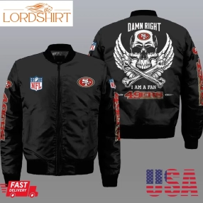 Nfl San Francisco 49Ers Wings Skull 3D Bomber Jacket