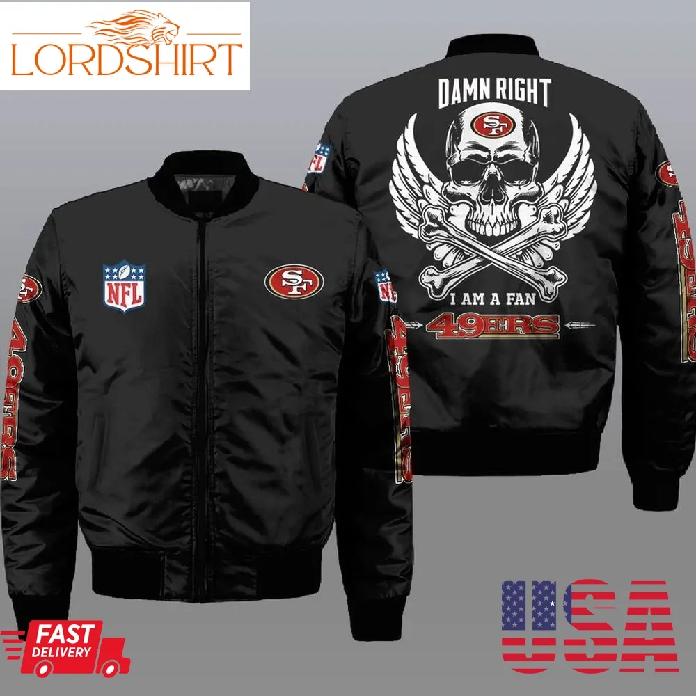 Nfl San Francisco 49Ers Wings Skull 3D Bomber Jacket