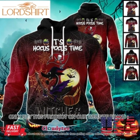 Nfl Tampa Bay Buccaneers Halloween Pumpkin Flamingo It's Hocus Pocus Time Witches 3D Hoodie, Shirt