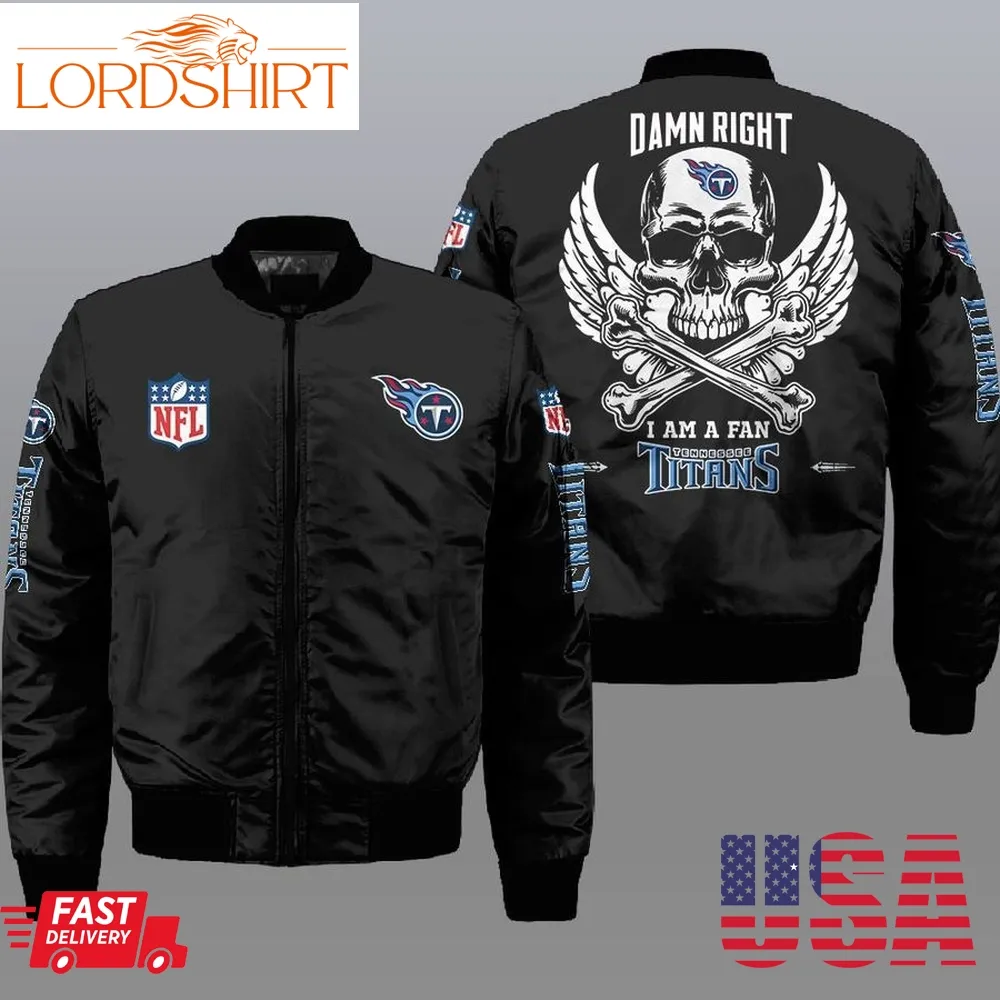 Nfl Tennessee Titans Wings Skull 3D Bomber Jacket