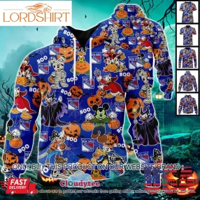 Nhl New York Rangers Halloween Pumpkin Mickey With Friends Disney Style 3D Hoodie, Shirt