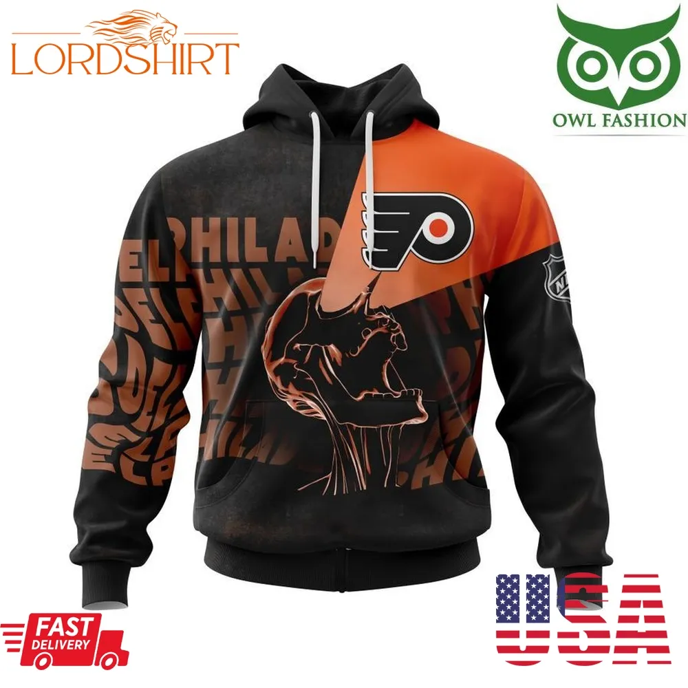 Nhl Philadelphia Flyers Personalized Name Number Skull Style