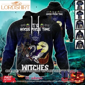 Nhl Toronto Maple Leafs Halloween Pumpkin Flamingo It's Hocus Pocus Time Witches 3D Hoodie, Shirt