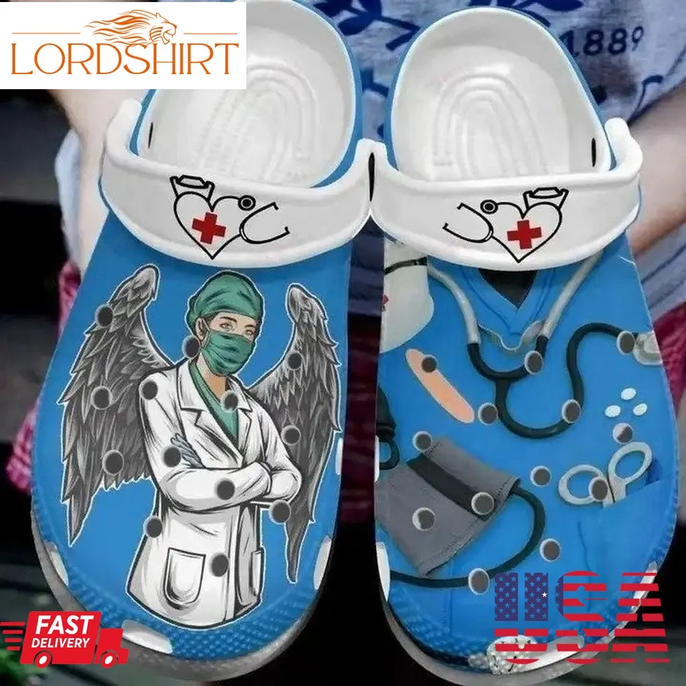 Nurse Angel Wings Crocs Crocband Clog Shoes For Men Women