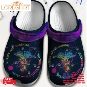 Nurse Are Sunshine Crocs Shoes   Mixed With A Little Hurricane Crocbland Clog Birthday Gift For Man Woman Boy Girl