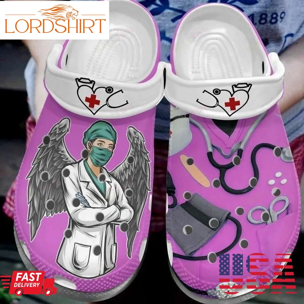 Nurse Crocs Classic Clog Angel Wings Shoes