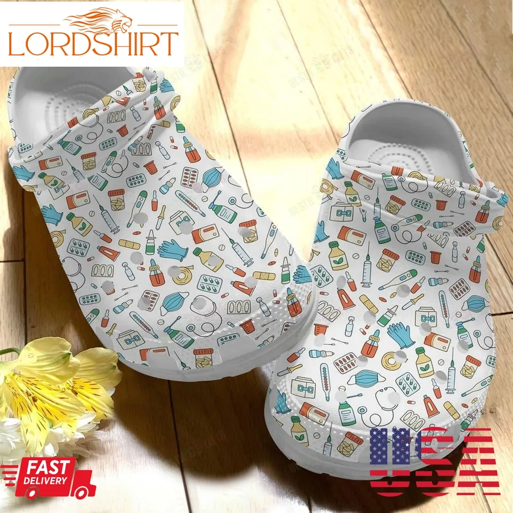 Nurse Crocs Classic Clog Whitesole Nurse Cute Pattern Shoes