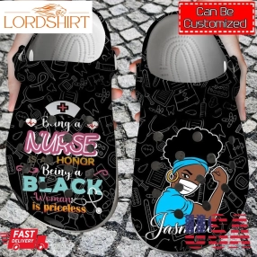 Nurse Crocs   Nurse Personalized Black Clog Shoes