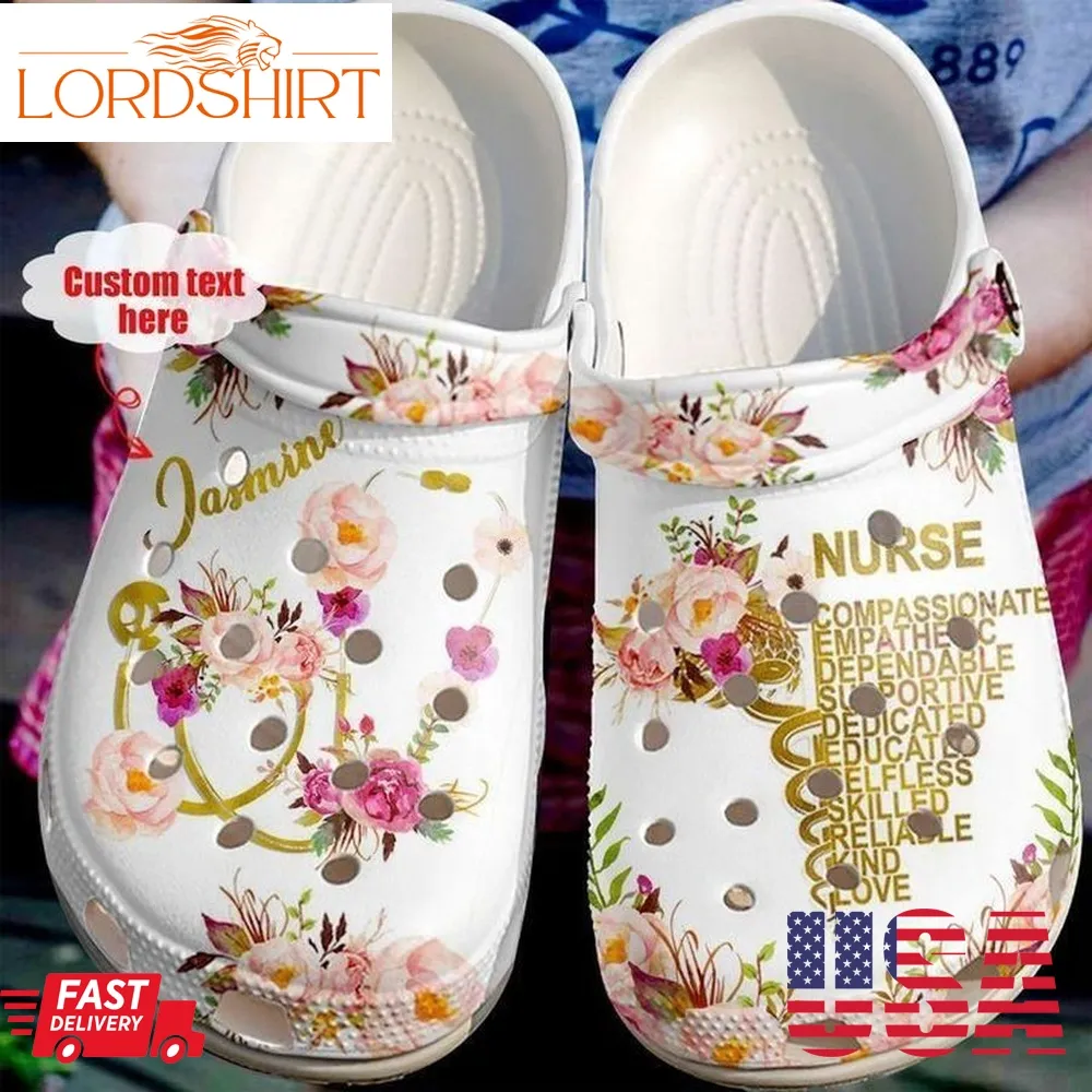 Nurse Crocs   Nurse Personalized Floral Crocs Clog Shoes