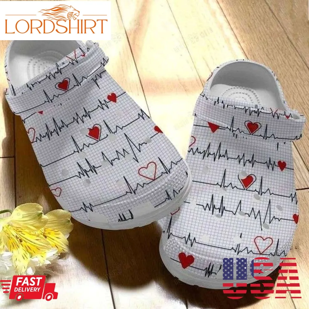 Nurse Heart Beat Crocs Crocband Clog Shoes For Men Women