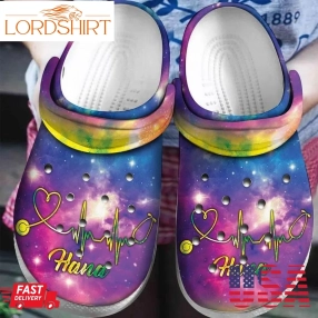 Nurse Heartbeat, Custom Name, Nurse Life , Nurse Crocs Shoes, Women Shoes, Cute Shoes Rubber Crocs Crocband Clogs, Comfy Footwear Tl97