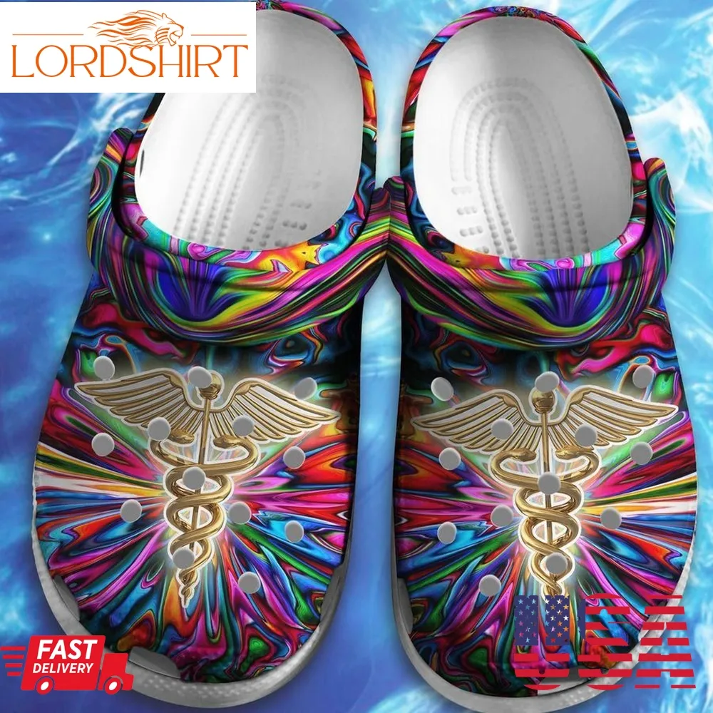 Nurse Hippie Trippy Psychedelic Crocs Clogs Shoes Gift For Friends   Clf Pattern