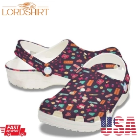 Nurse Pattern Sku 1634 Crocs Crocband Clog Comfortable For Mens Womens Classic Clog Water Shoes