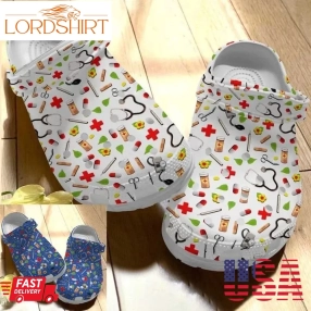 Nurse Personalize Clog Custom Crocs Fashionstyle Comfortable For Women Men Kid Print 3D Nurse Pattern Ver 1