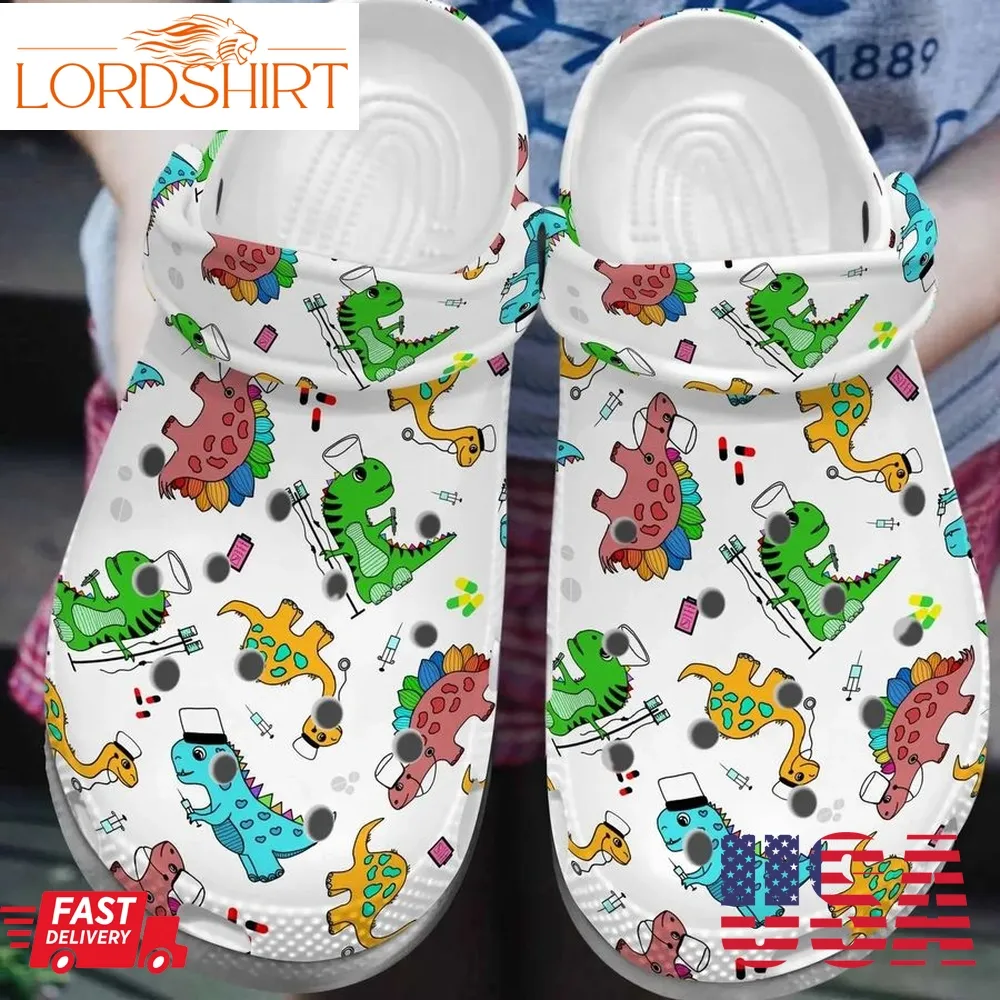 Nurse Personalized Clog Custom Crocs Comfortablefashion Style Comfortable For Women Men Kid Print 3D Dino Nurse