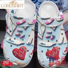 Nurse Personalized Clog Custom Crocs Comfortablefashion Style Comfortable For Women Men Kid Print 3D Nurse Icons