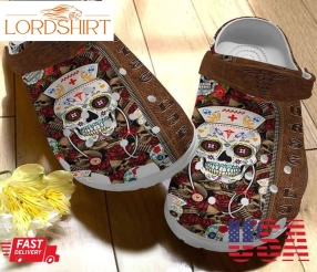 Nurse Skulls Crocs Crocband Clog