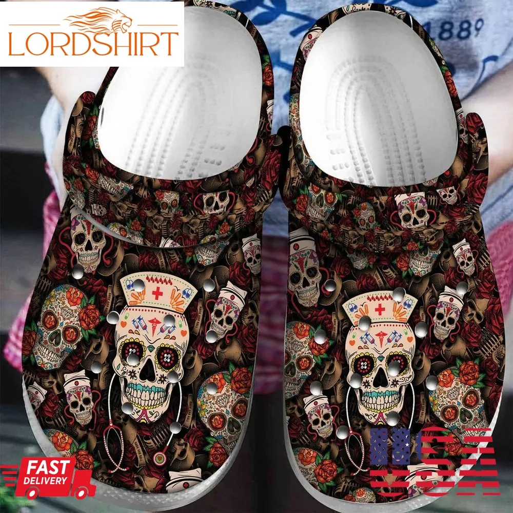 Nurse Skulls   Nurse Pattern   Rose Skulls   Nurse   Nurse Crocs Crocband Clog