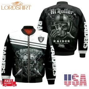 Oakland Raiders Black Sunday Skull 3D Jersey Bomber Jacket