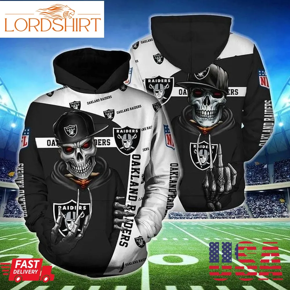 Oakland Raiders Hip Hop Skull 3D Hoodie For Men For Women All Over Printed Hoodie