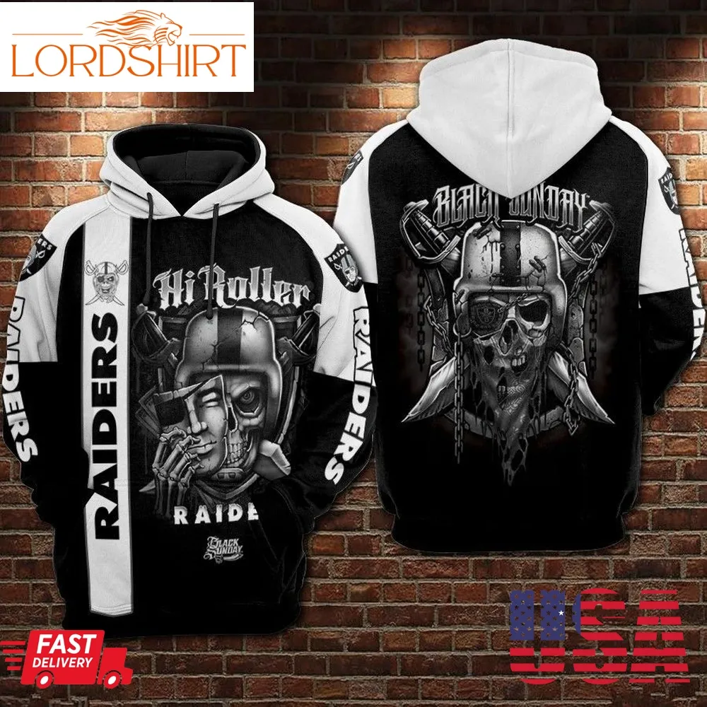 Oakland Raiders Nfl Football Black Sunday Skull 3D Hoodie For Men For Women Oakland Raiders All Over Printed Hoodie Oakland Raiders 3D Full Printing Shirt