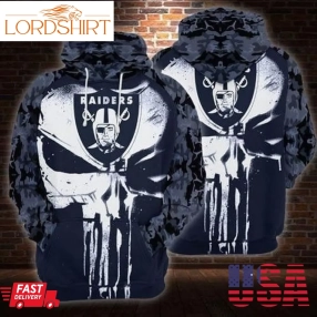 Oakland Raiders Nfl Punisher Skull Camo Men And Women 3D Full Printing Hoodie Shirt Oakland Raiders Nfl Punisher Skull Camo 3D Full Printing Shirt