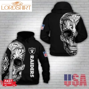 Oakland Raiders Nfl Sugal Skull Men And Women 3D Full Printing Hoodie