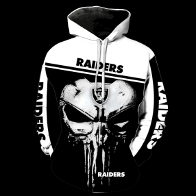 Oakland Raiders Punisher Skull New Full All Over Print V1444 Hoodie Zipper