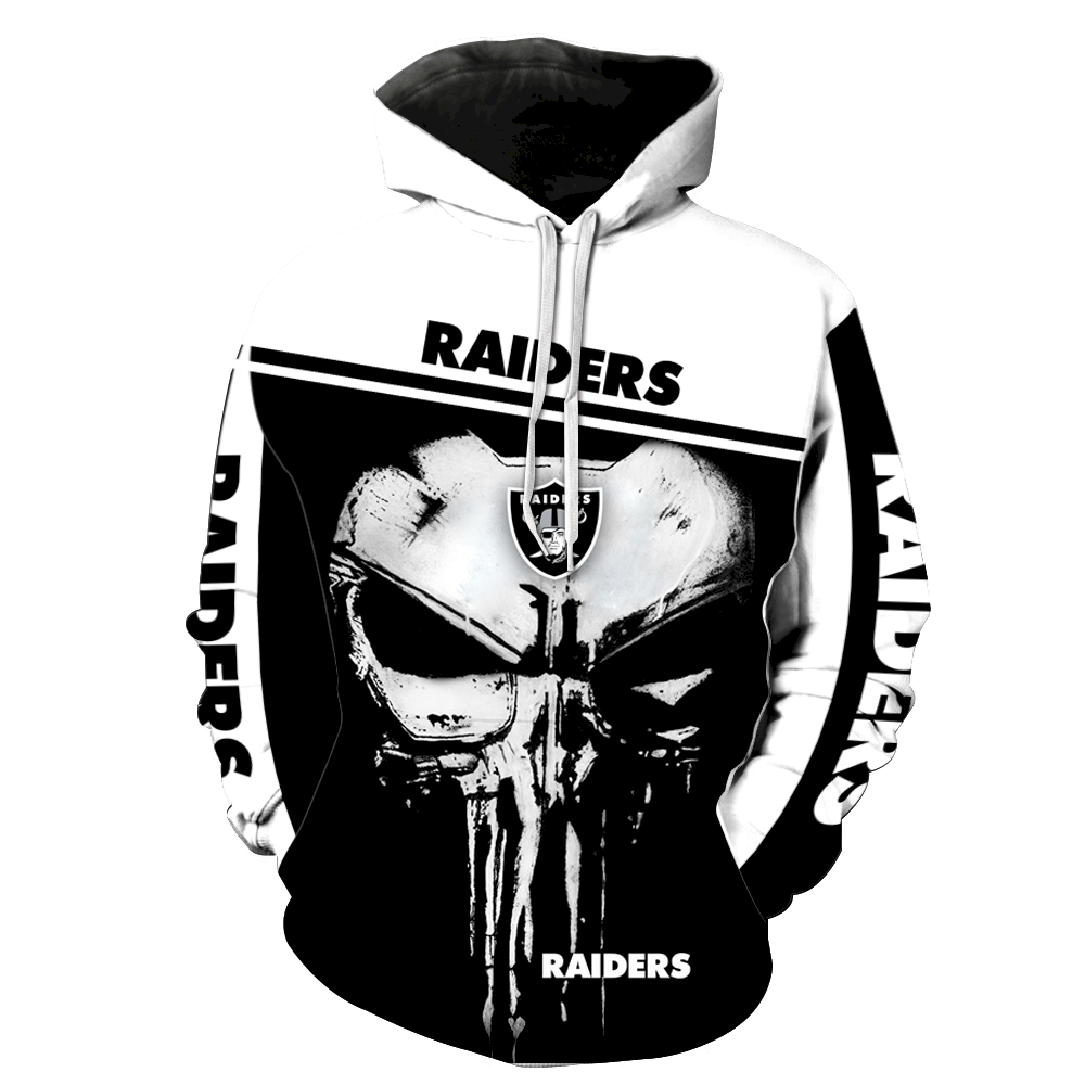 Oakland Raiders Punisher Skull New Full All Over Print V1444 Hoodie Zipper