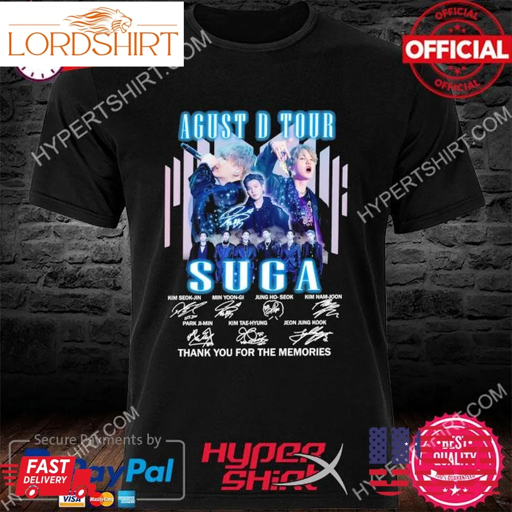 Official Agust Tour Suga 2023 Thank You For The Memories Signatures Shirt