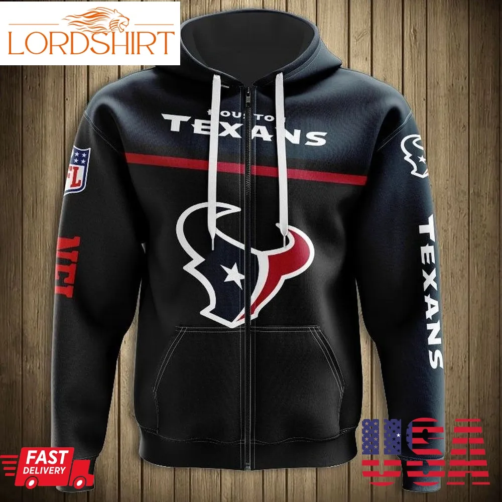 Official Nfl Houston Texans Skull Men And Women 3D Full Printing Zip Hoodie Houston Texans 3D Full Printing Shirt Houston Texans Nfl Football Team 3D Hoodie Shirt