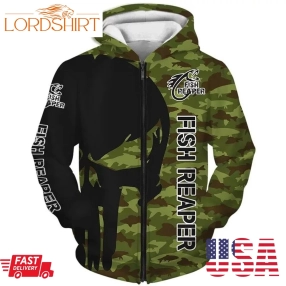 Official Punisher Skull Camozippered Hoodies Custom 3D Printed The Fish Reaper Hoodie Men And Women 3D Full Printing Shirt Custom Graphic Print Team Logo