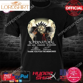 Official Supernatural 2005 2023 15 Season 327 Episodes Thank You For The Memories Signatures Shirt