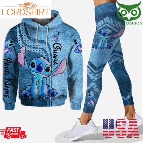 Ohana Means Family Stitch Blue Personalized Hoodie And Leggings