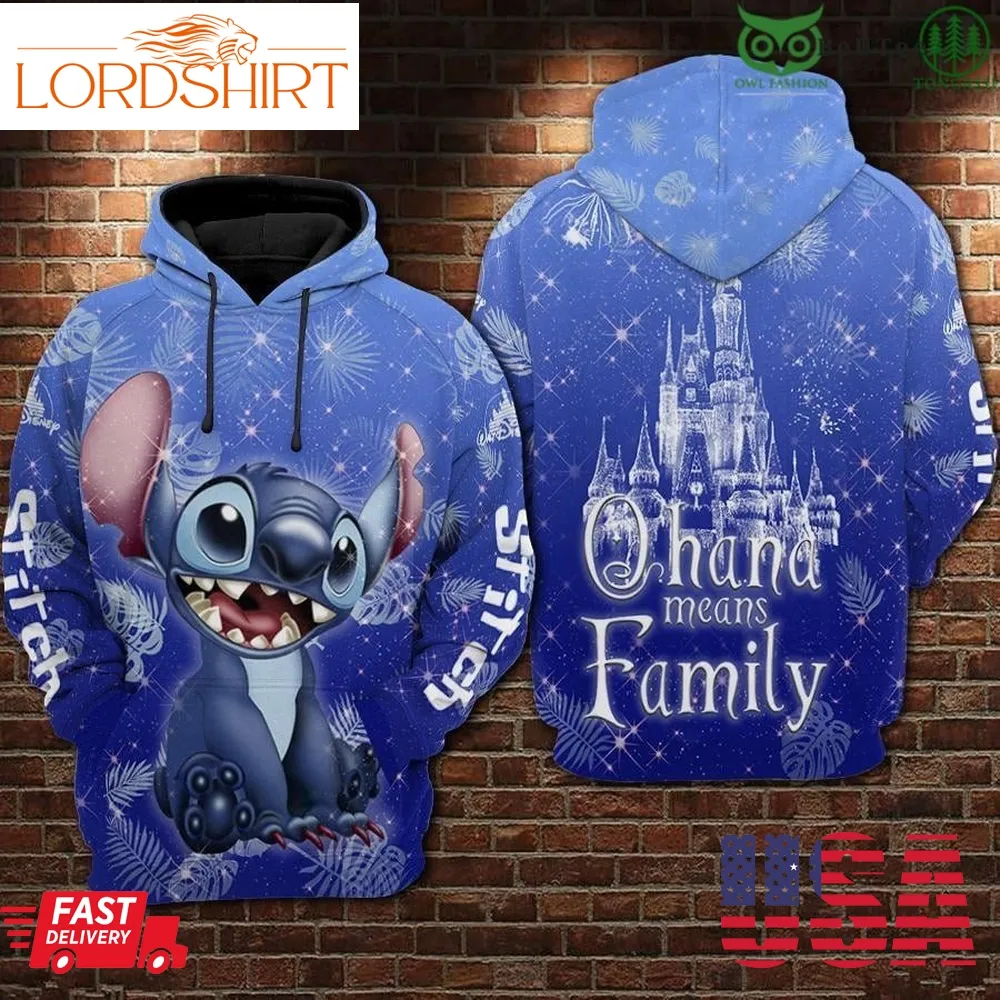 Ohana Means Family Winter Vibe Stitch 3D Hoodie