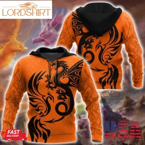 Orange Dragon And Phoenix 3D Hoodie Shirt For Men And Women Ddst10122002