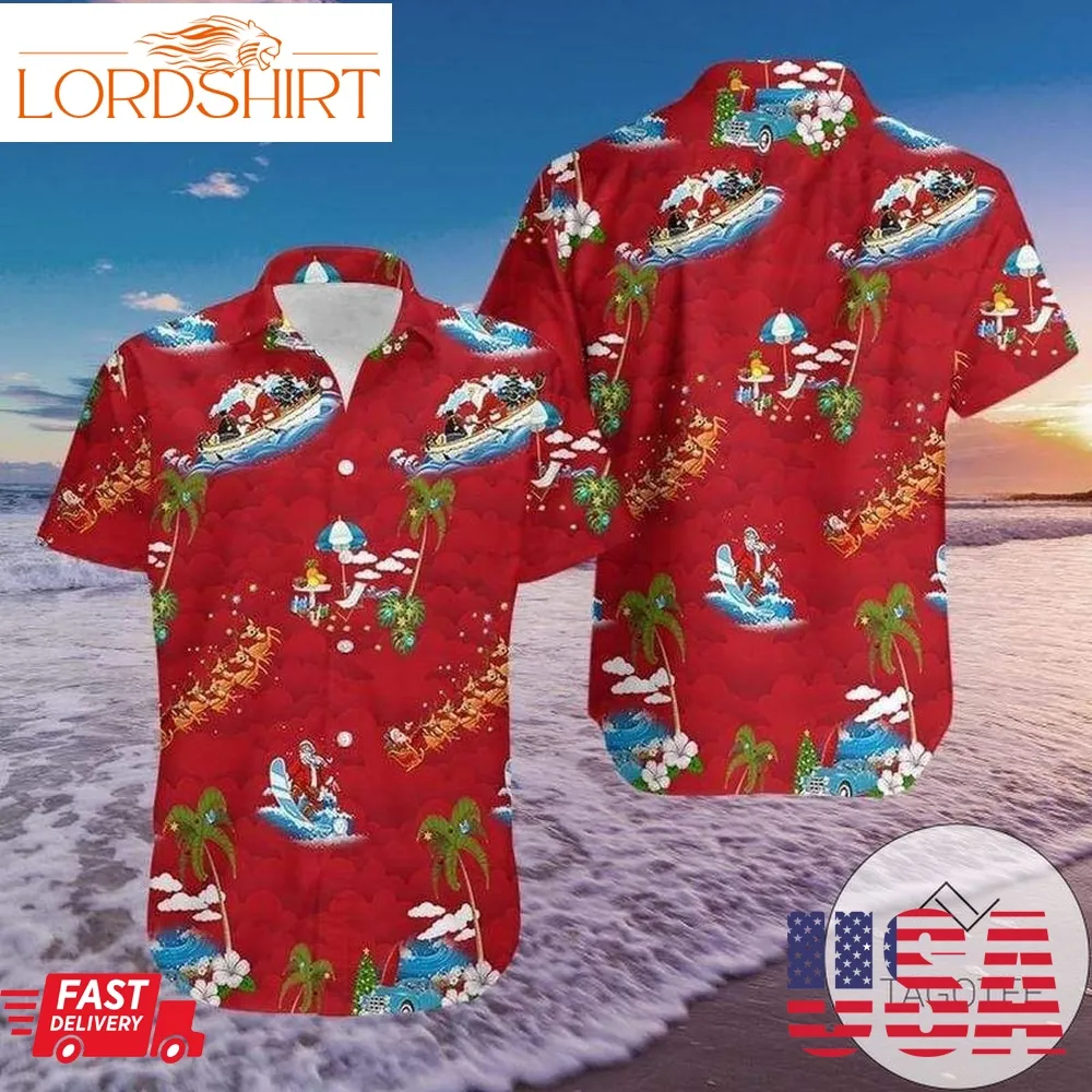 Order Merry Christmas Santa Claus Red Hawaiian Aloha Shirts