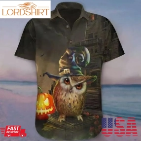 Owl Halloween Hawaiian Shirt, Print Aloha Short Sleeve Unisex Shirt